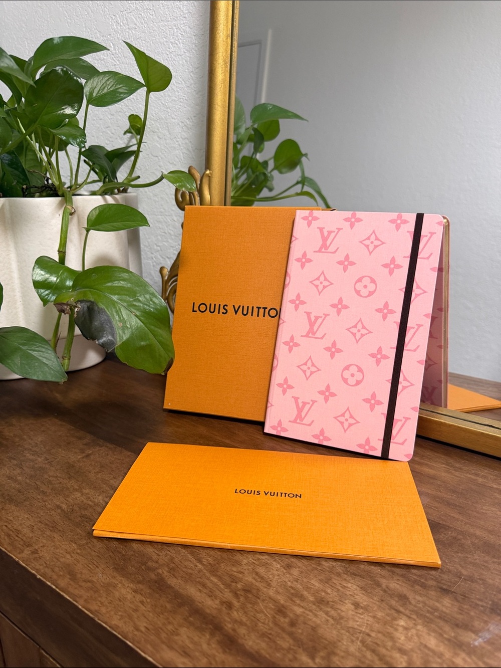 Louis Vuitton Pink Monogram Elastic-Band Notebook
